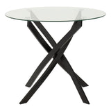 Clear Glass Dining Table With 4 Velvet Dining Chairs - Sheldon