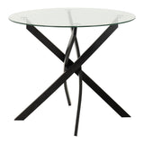Clear Glass Dining Table With 4 Velvet Dining Chairs - Sheldon