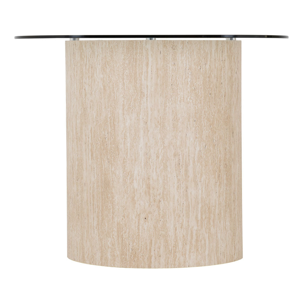 Clear Glass Dining Table With Cream Marble Effect Base - Modena | Cozy ...
