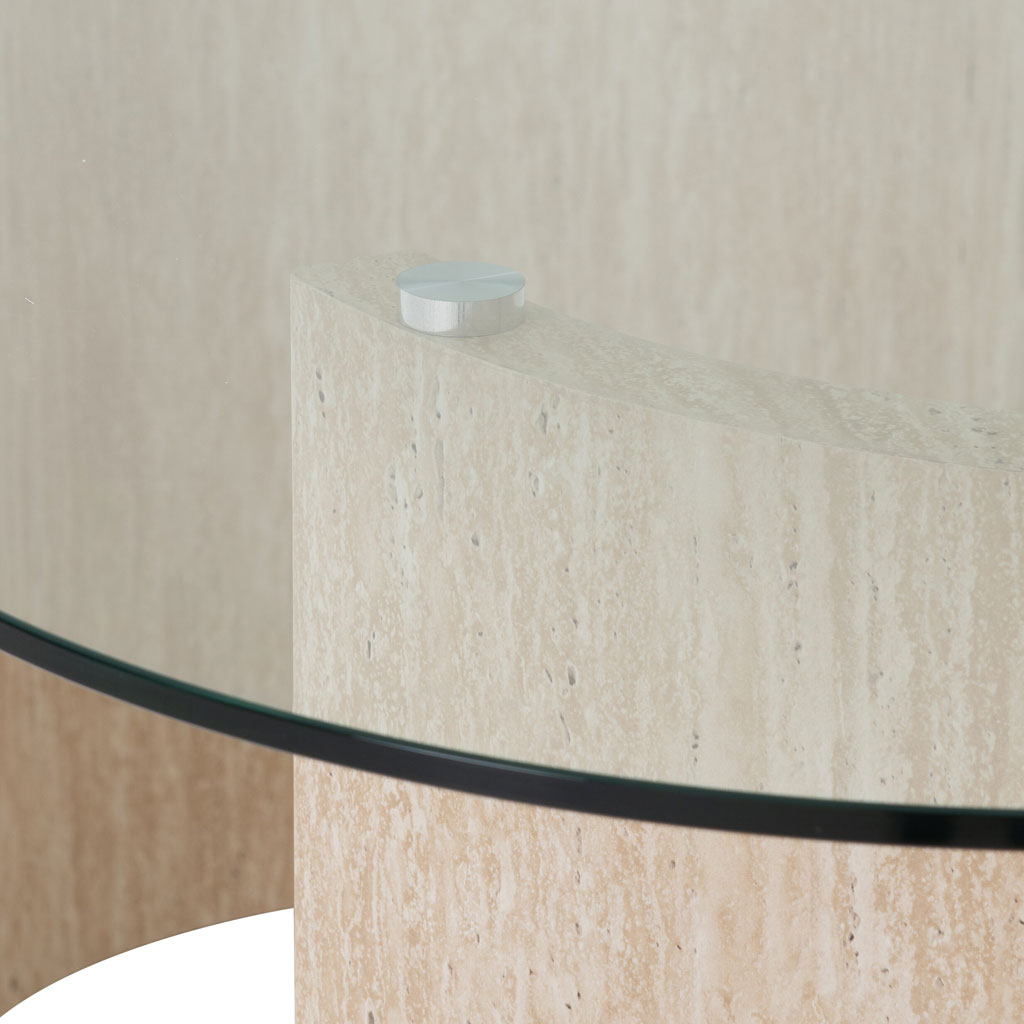 Clear Glass Dining Table With Cream Marble Effect Base - Modena | Cozy ...