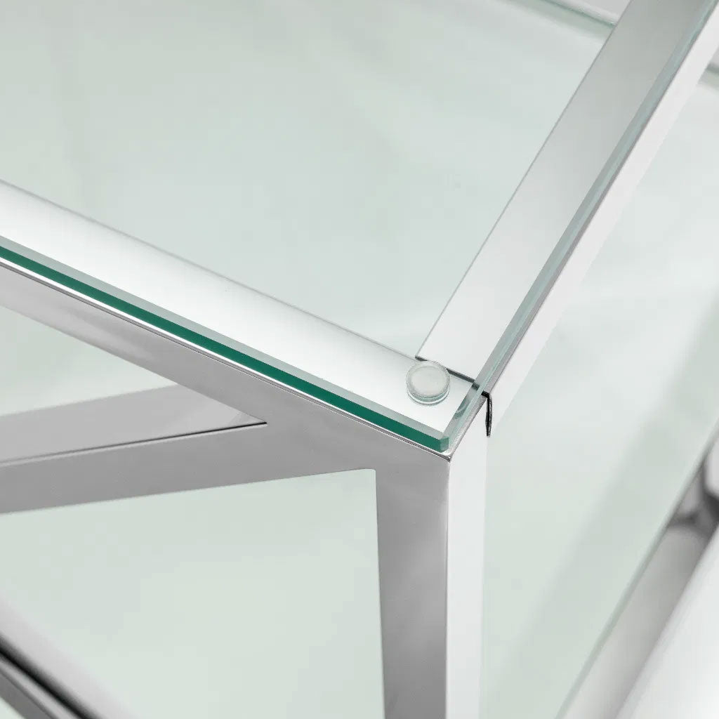 Clear Glass Lamp Table Square - Miami