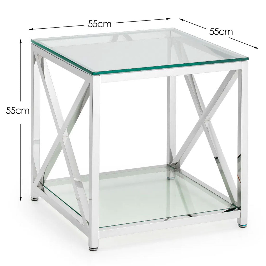 Clear Glass Lamp Table Square - Miami