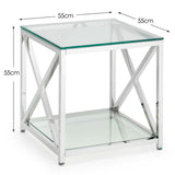 Clear Glass Lamp Table Square - Miami