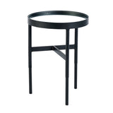 Clear Glass Lamp Table With Metal Frame Round - Franki