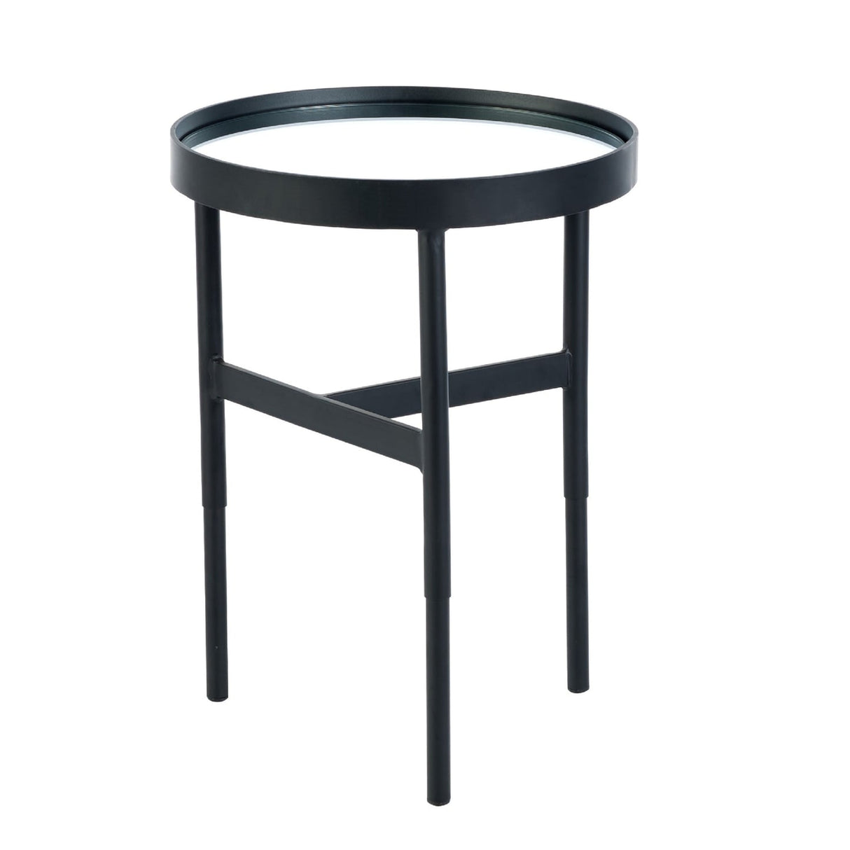 Clear Glass Lamp Table With Metal Frame Round - Franki