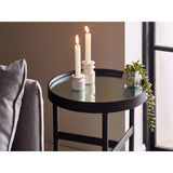 Clear Glass Lamp Table With Metal Frame Round - Franki