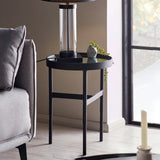 Clear Glass Lamp Table With Metal Frame Round - Franki