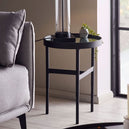 Clear Glass Lamp Table With Metal Frame Round - Franki