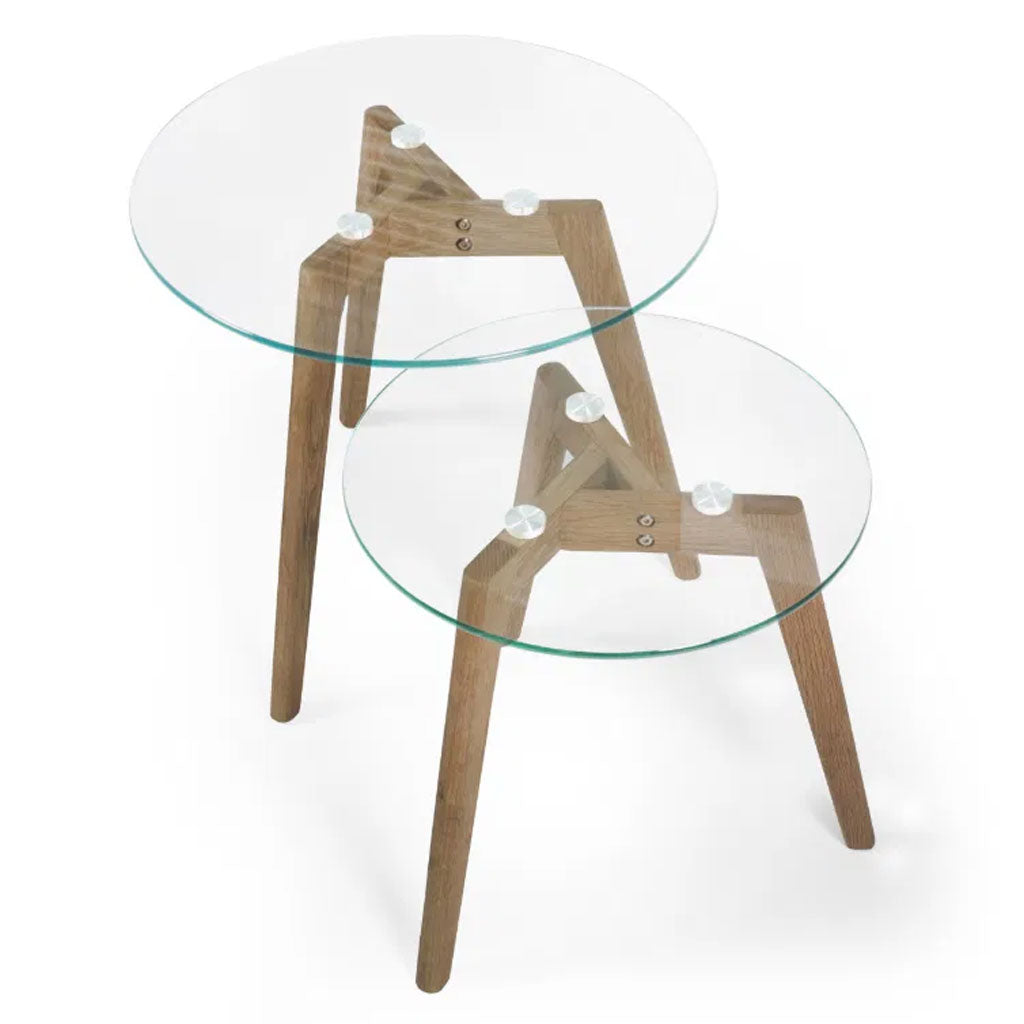 Clear Glass Nest Of 2 Tables Round - Bryant