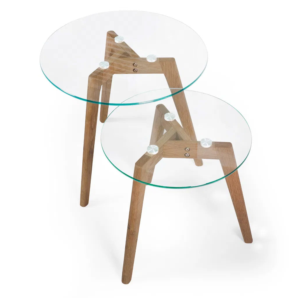 Clear Glass Nest Of 2 Tables Round - Bryant