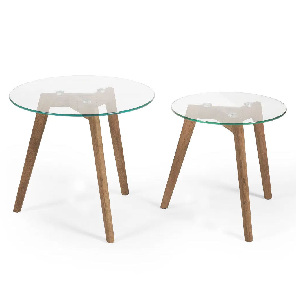 Clear Glass Nest Of 2 Tables Round - Bryant