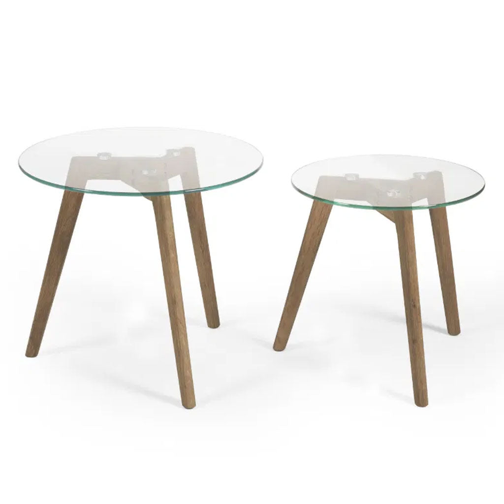 Clear Glass Nest Of 2 Tables Round - Bryant
