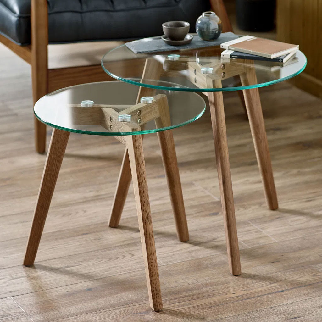 Clear Glass Nest Of 2 Tables Round - Bryant