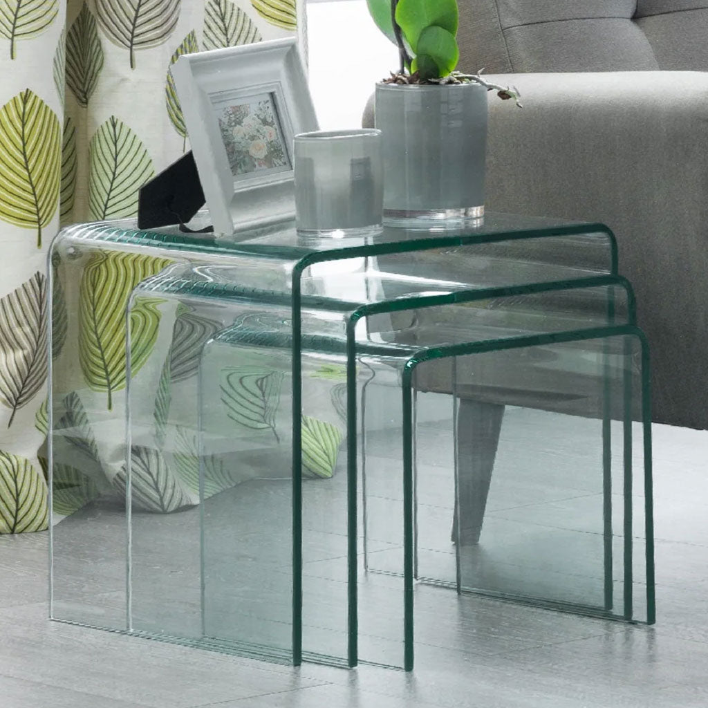 Clear Glass Nest Of 3 Tables - Amalfi