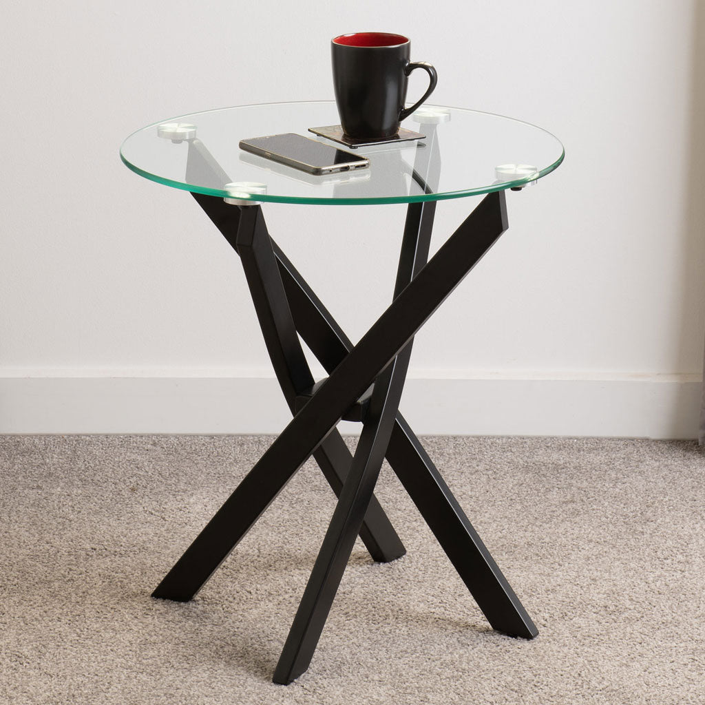 Clear Glass Side Table With Metal Legs - Sheldon