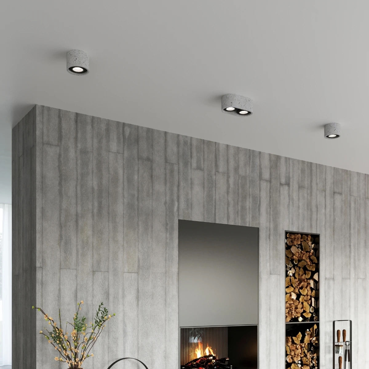 Concrete Ceiling Light With 2 Basic Lamps - Persian Indigo