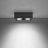 Concrete Ceiling Light With 2 Quatro Lamps - Persian Indigo