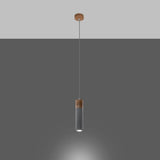 Concrete Pendant Light With Zane 1 Wooden Lamp - Persian Indigo