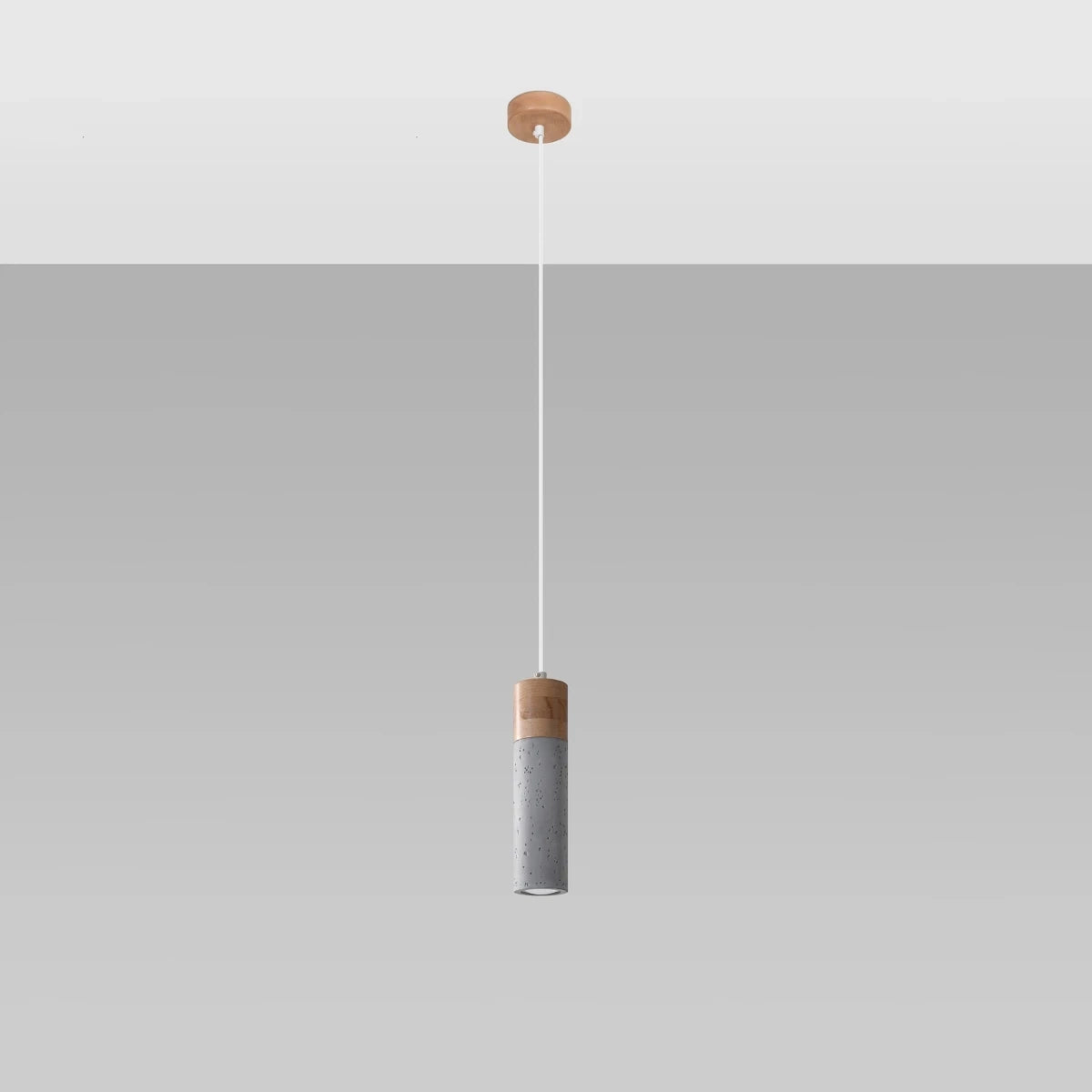 Concrete Pendant Light With Zane 1 Wooden Lamp - Persian Indigo