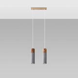 Concrete Pendant Light With Zane 2 Wooden Lamps - Persian Indigo