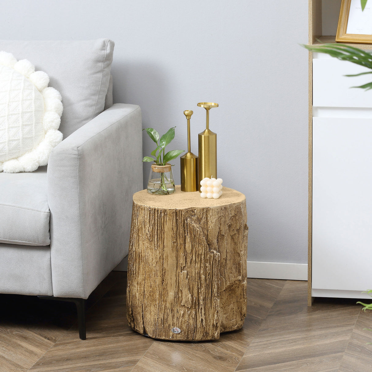 Concrete Side Table 37cm Wide Round - Velmora