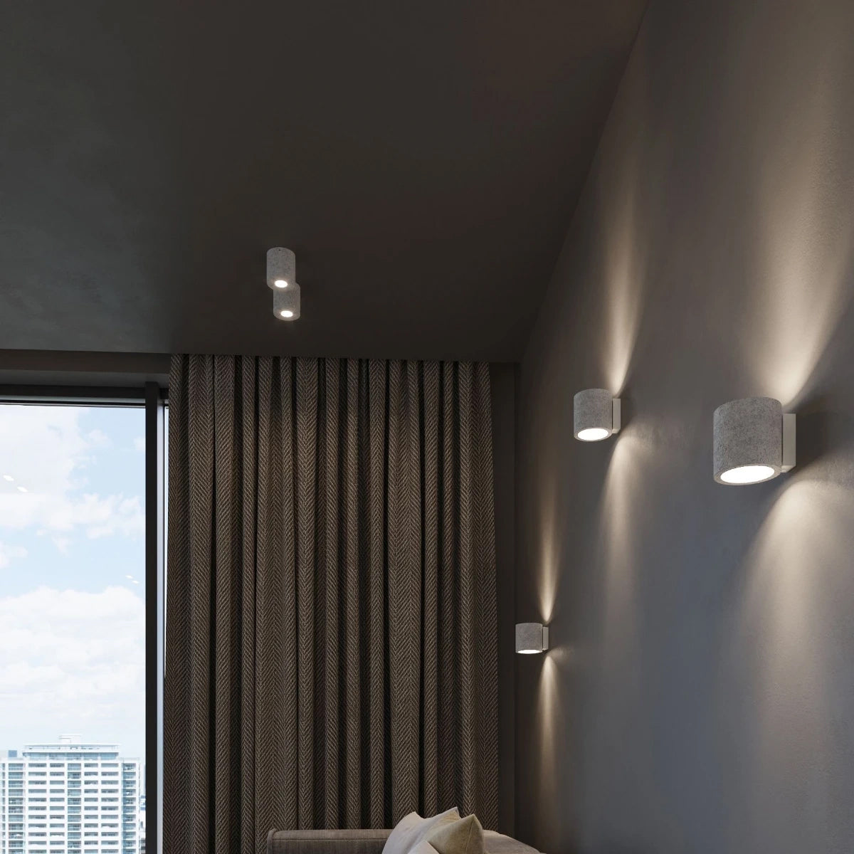 Concrete Wall Light With Orbis Lamp - Persian Indigo