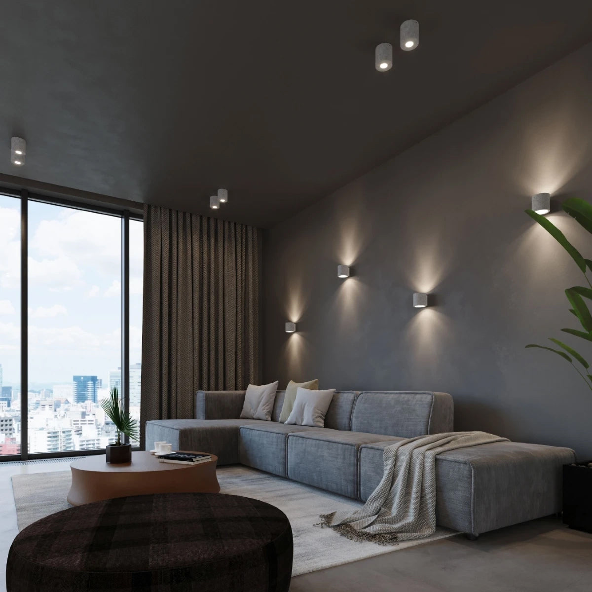 Concrete Wall Light With Orbis Lamp - Persian Indigo