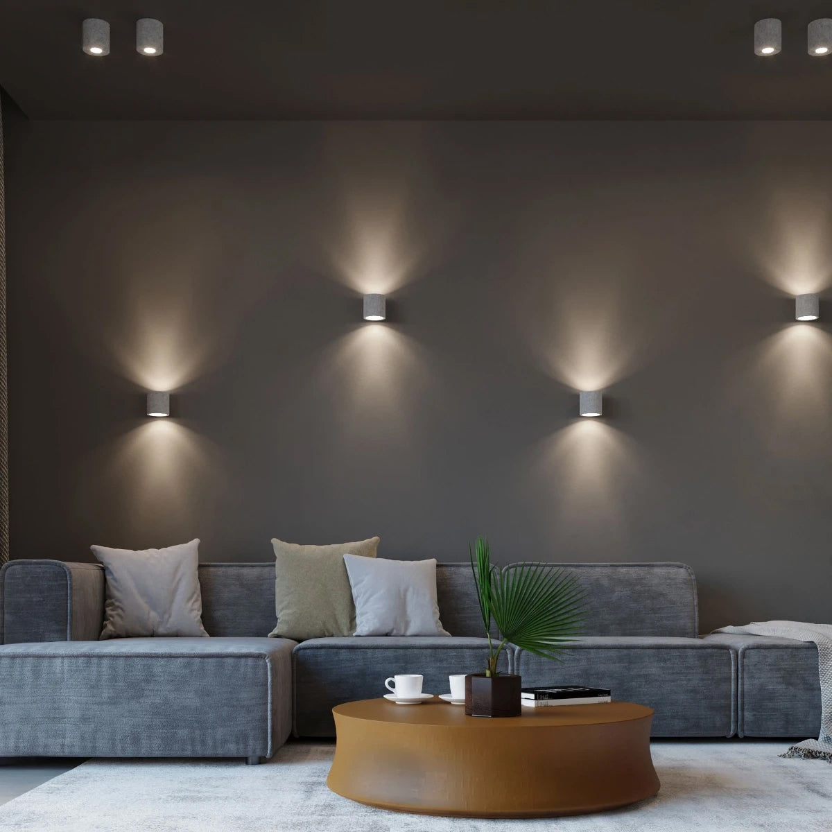 Concrete Wall Light With Orbis Lamp - Persian Indigo