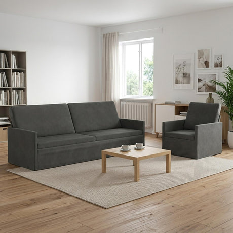 Corduroy Fabric 3+1 Seater Sofa Set 220cm Wide - Vantage Home