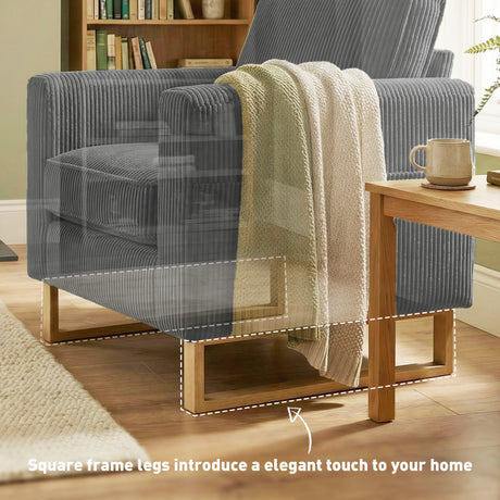 Corduroy Fabric Accent Chair 82cm Wide - Velmora