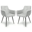 Corduroy Fabric Dining Chairs in Set Of 2 With Black Metal Legs - Denver