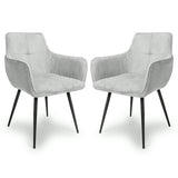 Corduroy Fabric Dining Chairs in Set Of 2 With Black Metal Legs - Denver