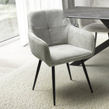 Corduroy Fabric Dining Chairs in Set Of 2 With Black Metal Legs - Denver