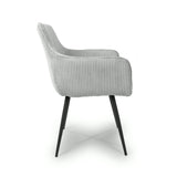 Corduroy Fabric Dining Chairs in Set Of 2 With Black Metal Legs - Denver