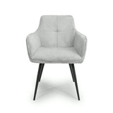 Corduroy Fabric Dining Chairs in Set Of 2 With Black Metal Legs - Denver