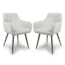 Corduroy Fabric Dining Chairs in Set Of 2 With Black Metal Legs - Denver