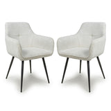 Corduroy Fabric Dining Chairs in Set Of 2 With Black Metal Legs - Denver