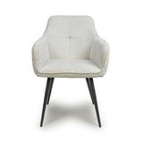Corduroy Fabric Dining Chairs in Set Of 2 With Black Metal Legs - Denver
