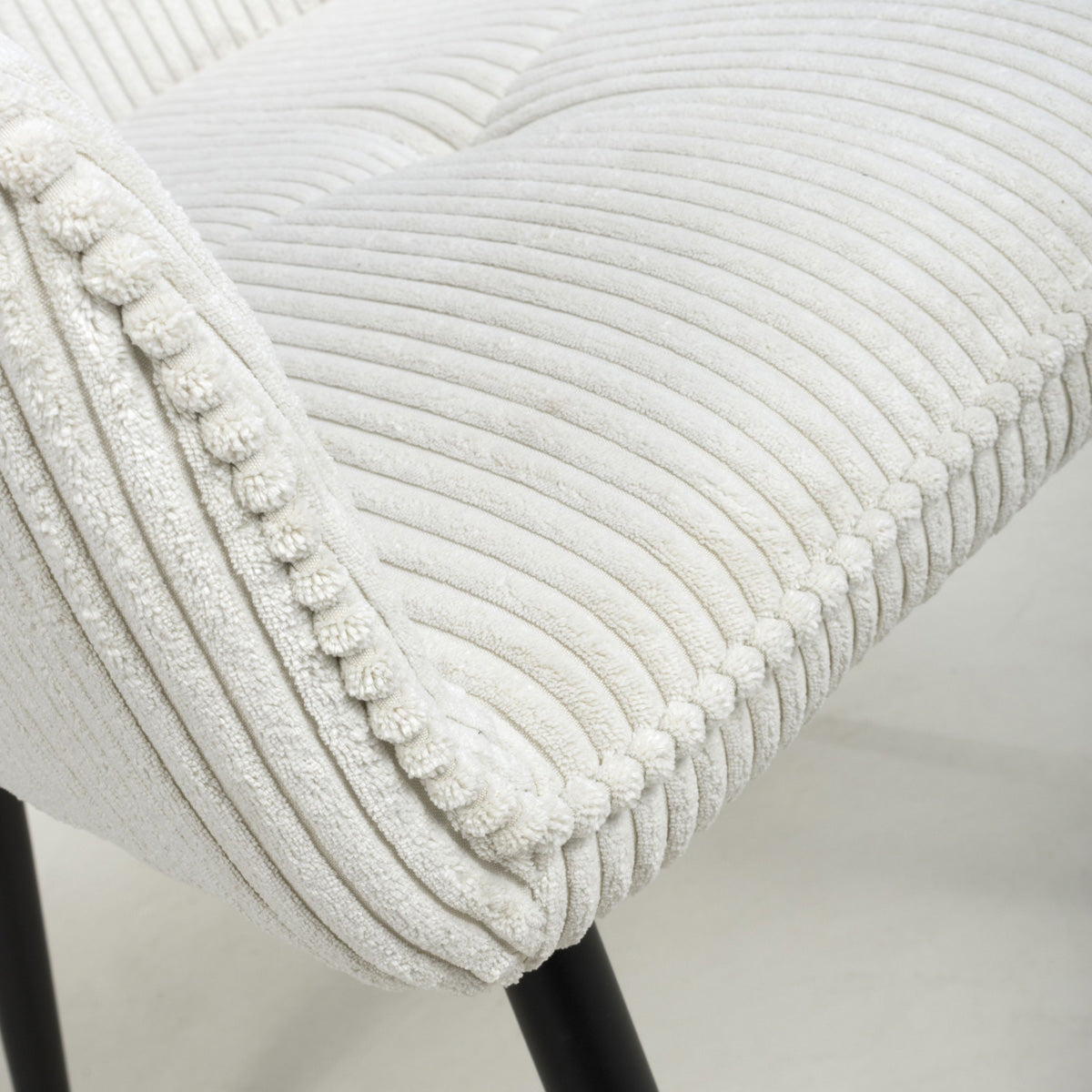 Corduroy Fabric Dining Chairs in Set Of 2 With Black Metal Legs - Denver