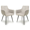 Corduroy Fabric Dining Chairs in Set Of 2 With Black Metal Legs - Denver