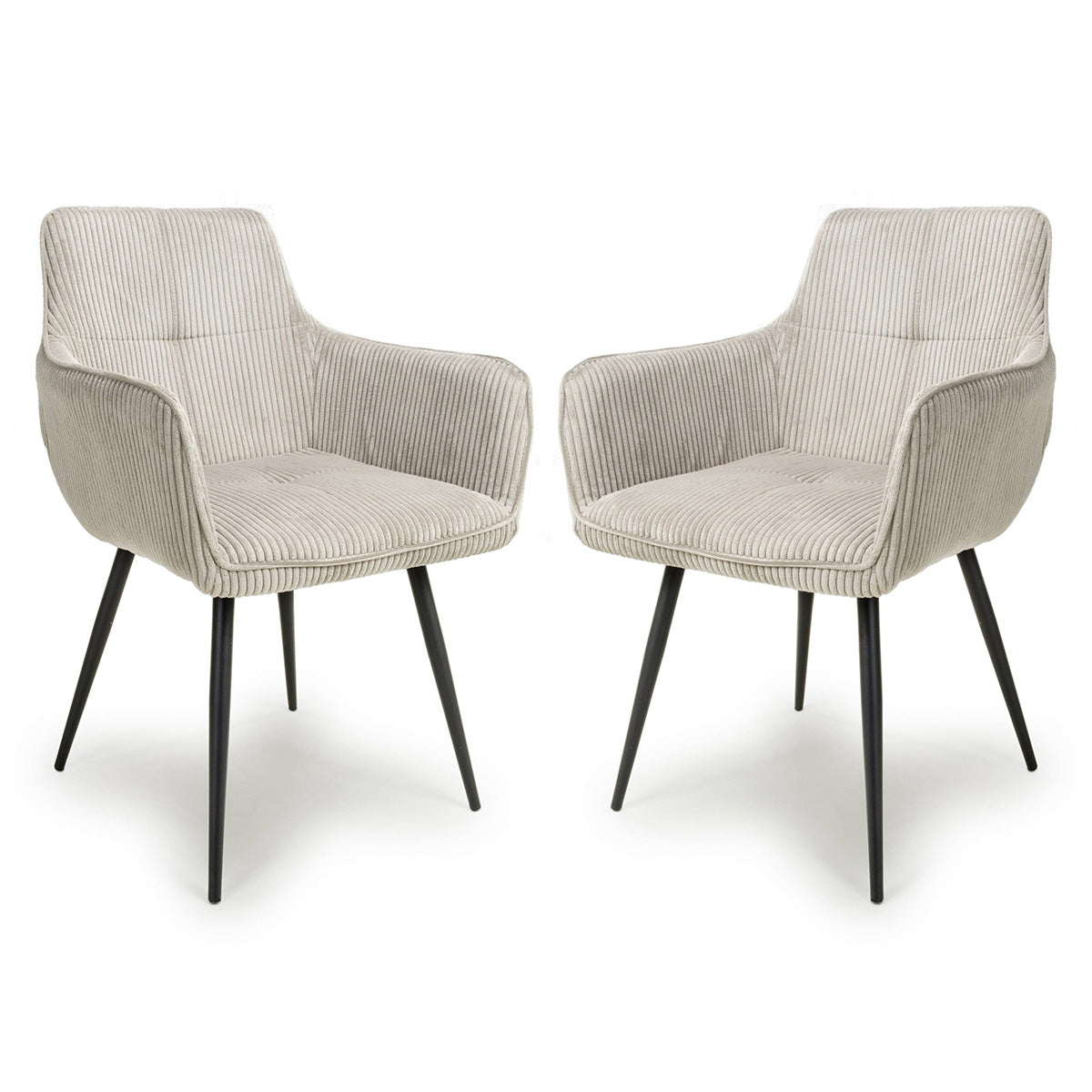 Corduroy Fabric Dining Chairs in Set Of 2 With Black Metal Legs - Denver