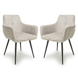 Corduroy Fabric Dining Chairs in Set Of 2 With Black Metal Legs - Denver