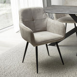 Corduroy Fabric Dining Chairs in Set Of 2 With Black Metal Legs - Denver