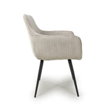 Corduroy Fabric Dining Chairs in Set Of 2 With Black Metal Legs - Denver