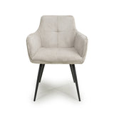 Corduroy Fabric Dining Chairs in Set Of 2 With Black Metal Legs - Denver