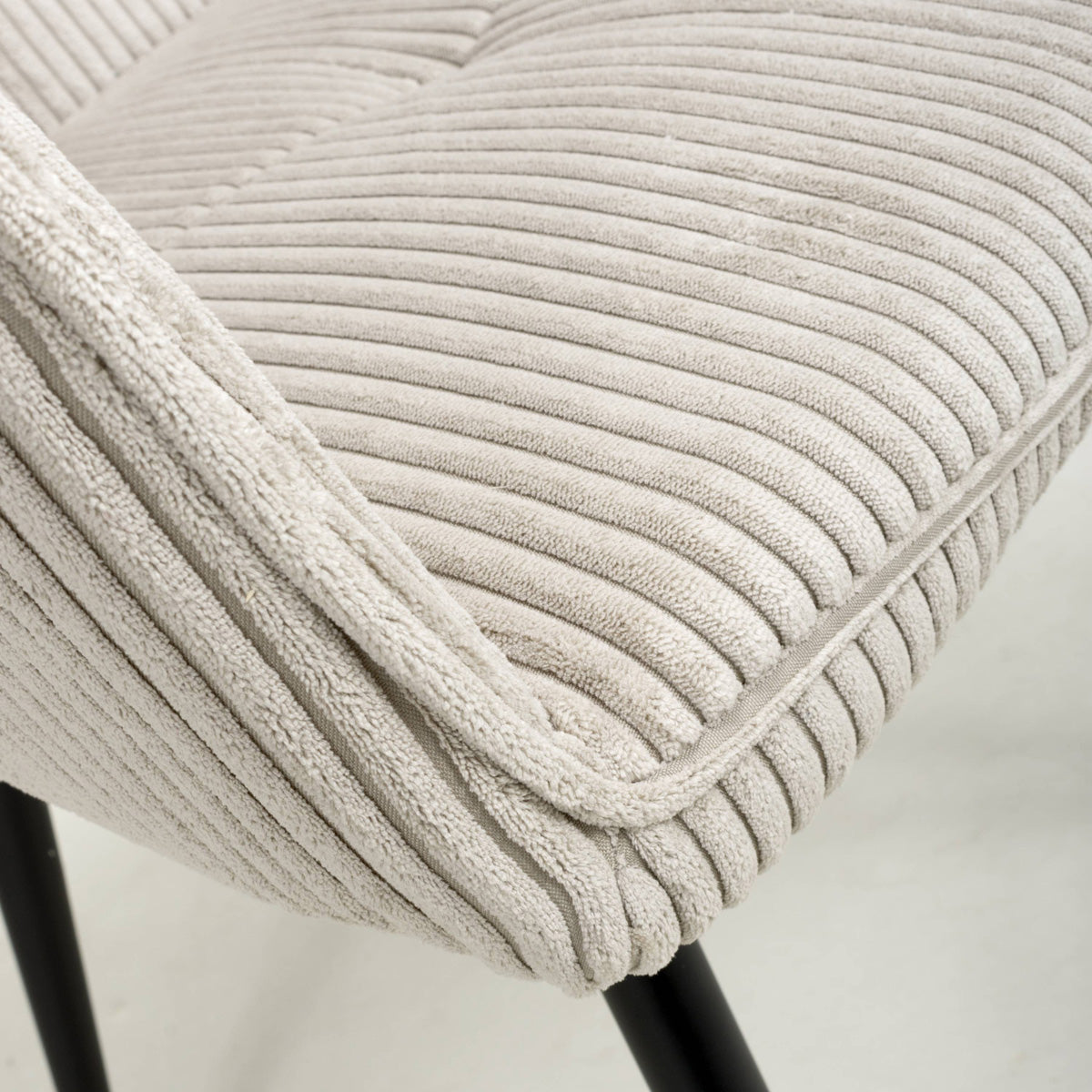 Corduroy Fabric Dining Chairs in Set Of 2 With Black Metal Legs - Denver