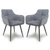 Corduroy Fabric Dining Chairs in Set Of 2 With Black Metal Legs - Denver