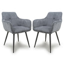 Corduroy Fabric Dining Chairs in Set Of 2 With Black Metal Legs - Denver