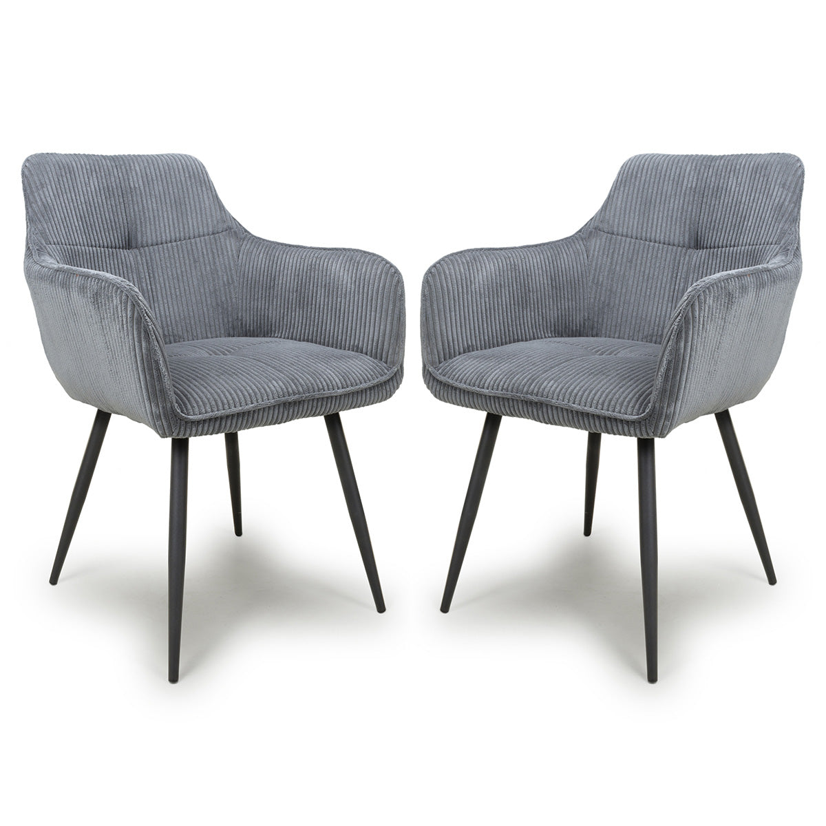 Corduroy Fabric Dining Chairs in Set Of 2 With Black Metal Legs - Denver