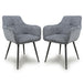 Corduroy Fabric Dining Chairs in Set Of 2 With Black Metal Legs - Denver